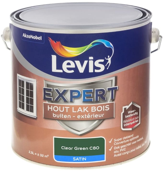 Levis - Expert Hout Lak Buiten Satin Mix - Clear Green C80 - Mengverf - 2,5 L