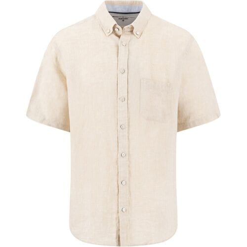Fynch-Hatton Overhemd Premium Short Sleeve Linnen Button-Down Zand / male