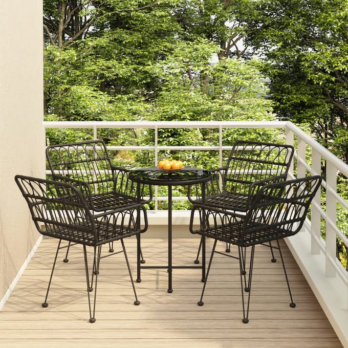 vidaXL - 5-delige - Tuinset - poly - rattan - zwart