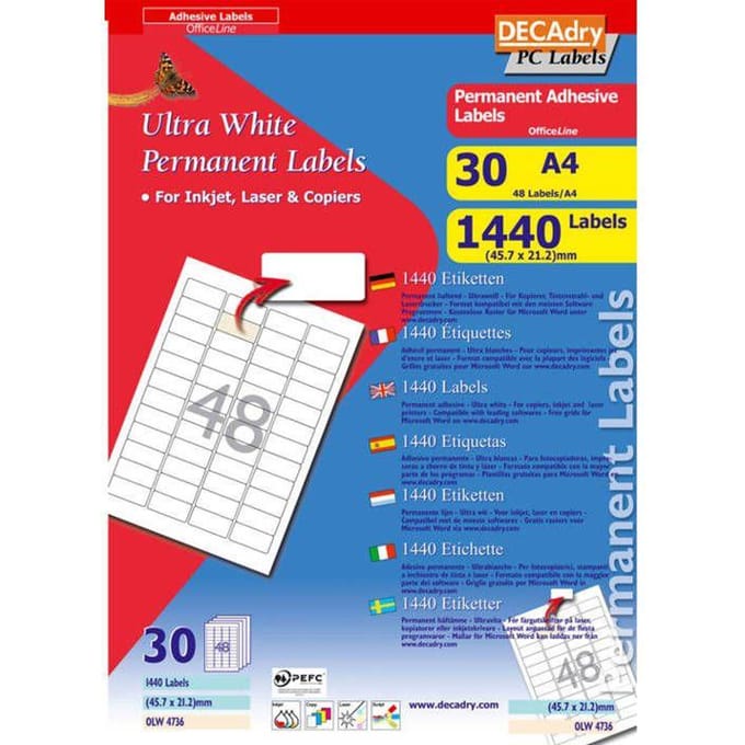 Decadry Etiketten / Labels 45.7 x 21.2 mm