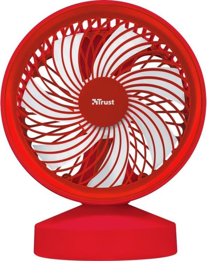 Trust - Ventu | USB Ventilator | 42 dB | Antislipvoet | Veiligheidsrooster | Rood