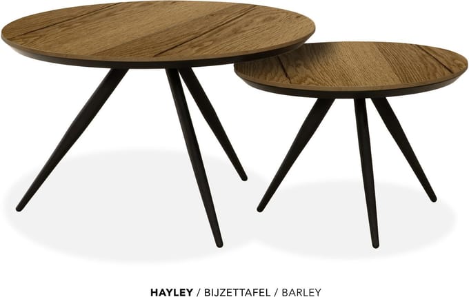 Maxfurn - Set van 2 ronde salontafels met verjongde rand | kleur: Barley