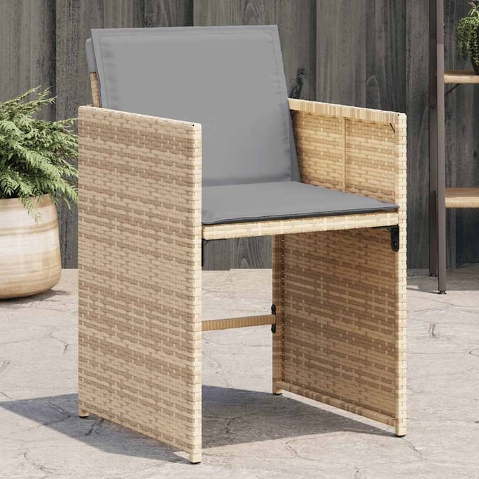 vidaXL - Tuinstoelen - 4 - st - met - kussens - poly - rattan - gemengd - beige
