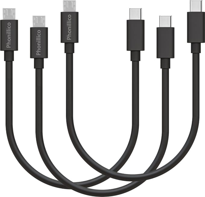 3x Micro USB naar USB C Kabel Zwart - 0,2 meter - Oplaadkabel voor Xiaomi Redmi Note 2 / Redmi Note 2 Prime / Redmi Note 3 / Redmi Note 4 / Redmi Note 5 / Redmi Note 5 Pro / Redmi Note 5A / Redmi Note 6 Pro
