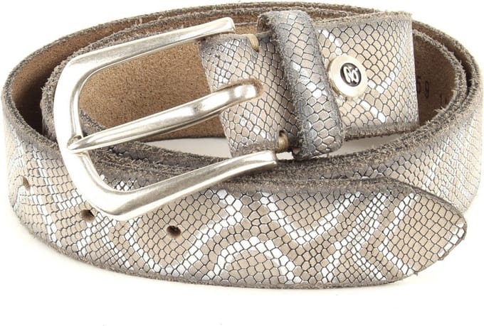 b.belt Riem Ledergürtel Animal W95 Vanille+Silbermetallic Beige Veelkleurig