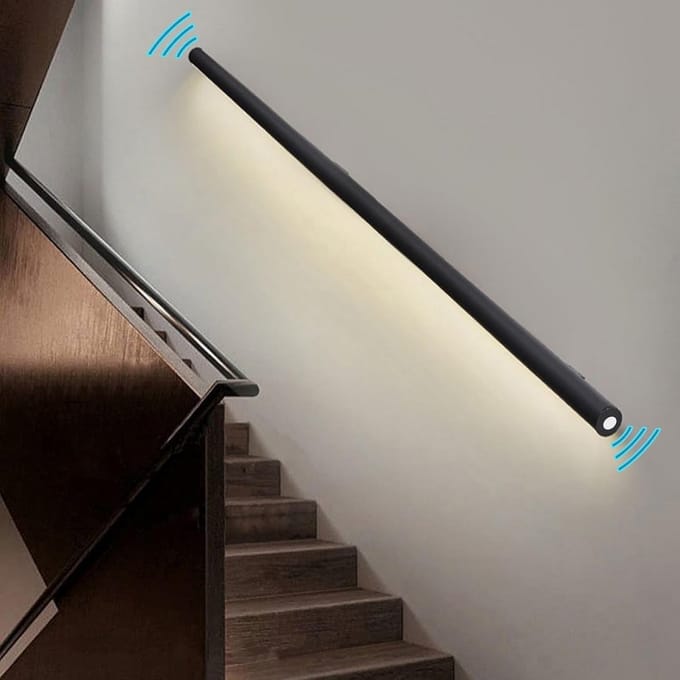 Stevige Trapleuning met Geïntegreerd LED Bewegingssensor Licht voor Binnen