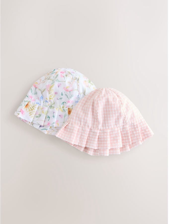 Next - Meisjes - Baby geweven bucket hoeden 2 stuks - Groen