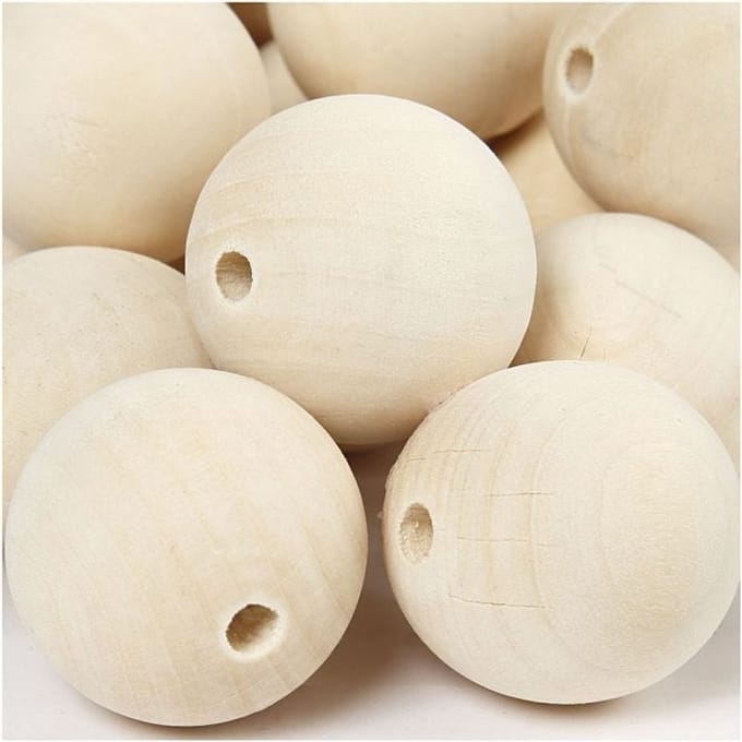 Houten kraal, d: 35 mm, gatgrootte 6 mm, 50 stuks, china berry