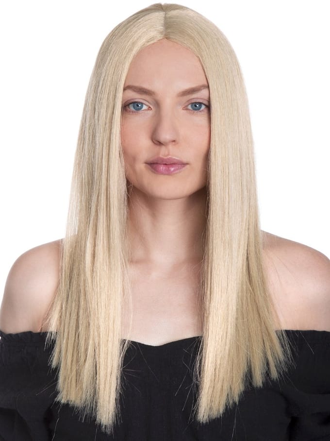 Lange Pruik Lichtblond Met Middenscheiding - Carnaval Kostuum Pruik