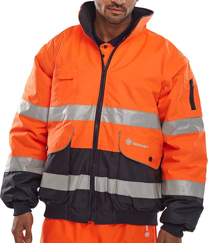 Beeswift Bomberjack - Oranje/Marineblauw - Maat M