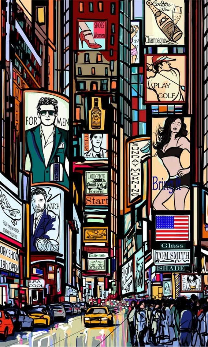 Fotobehang - Times Square 150x250cm - Vliesbehang