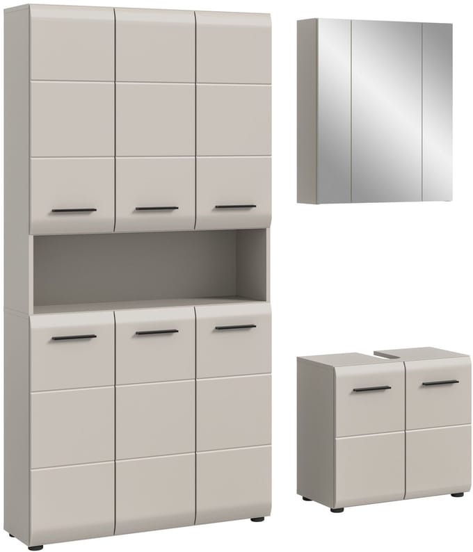 Badcombinatie Kasjmier - Moderne Hoge Kast met Spiegel - 165x185 cm