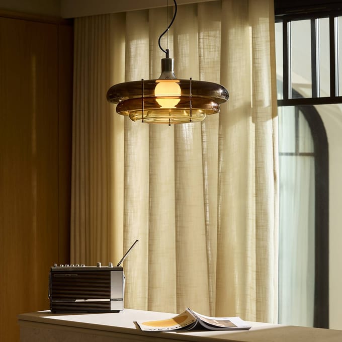 MARKET SET Hanglamp Sunset Ø 45 cm, amber, glas, E27