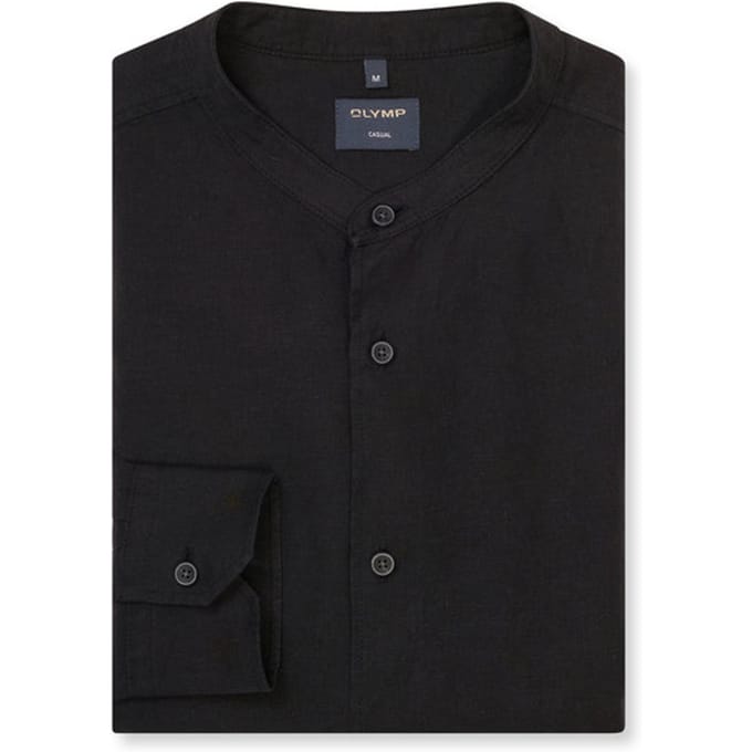 OLYMP Casual Overhemd, Regular Fit, Opstaande kraag, Zwart