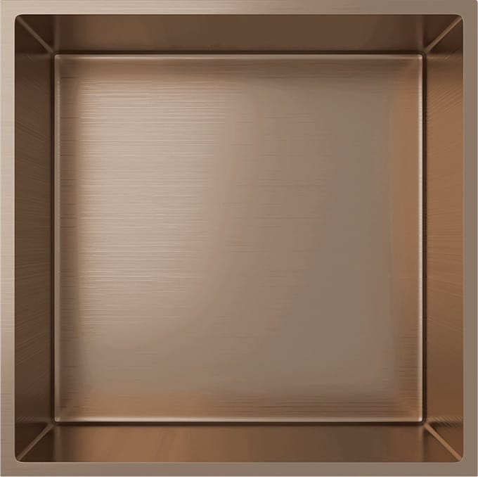 ALONI inbouwnis – 30x30x10 cm – geborsteld koper