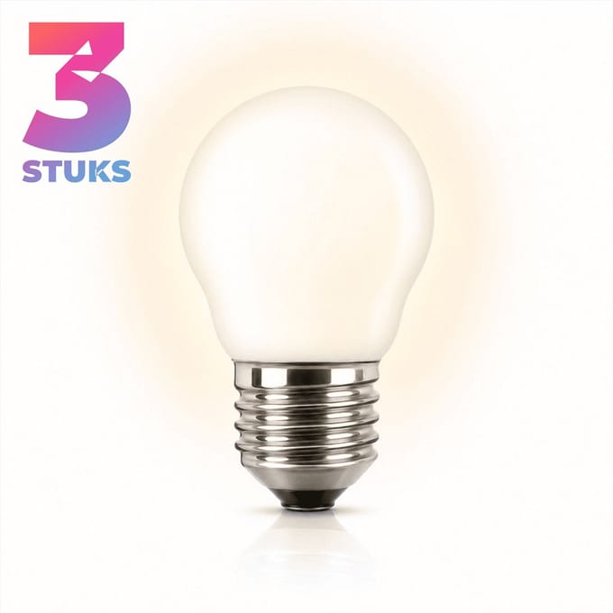 3x Kogel Gloeilamp E27 - 60W - Warm Wit Licht (2700K) - 540 lm - 1 jaar - Dimbaar