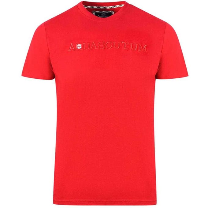 Aquascutum Heren T-shirt met reliëflogo (Rood)