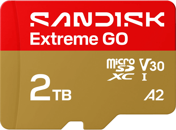 SanDisk microSDXC Extreme GO 2TB (UHS-I, R240MB/s / W160MB/s, 5K)