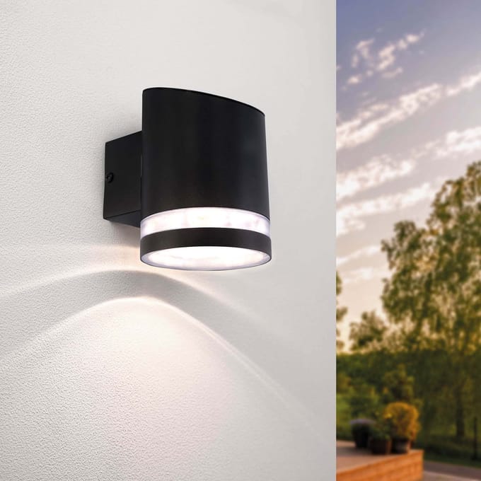 Ledvion - Solar LED Wandlamp - 3000K - IP44 - Zwart - Elara