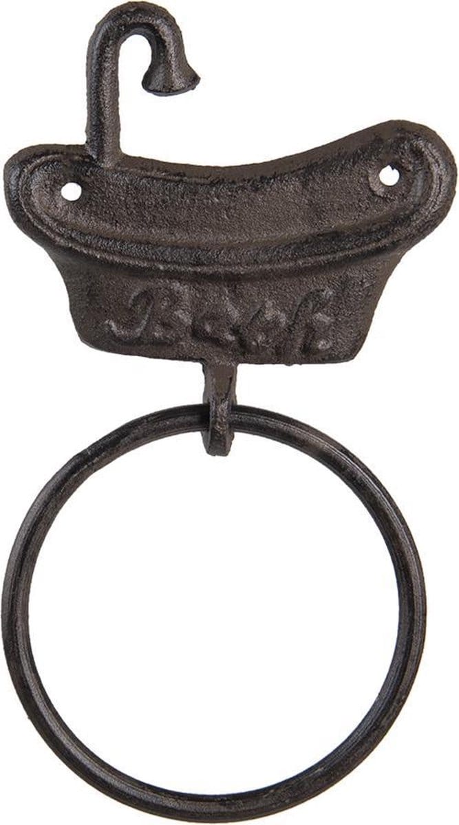 Clayre & Eef Handdoekhouder Badkuip 12x2x22 cm Bruin Metaal