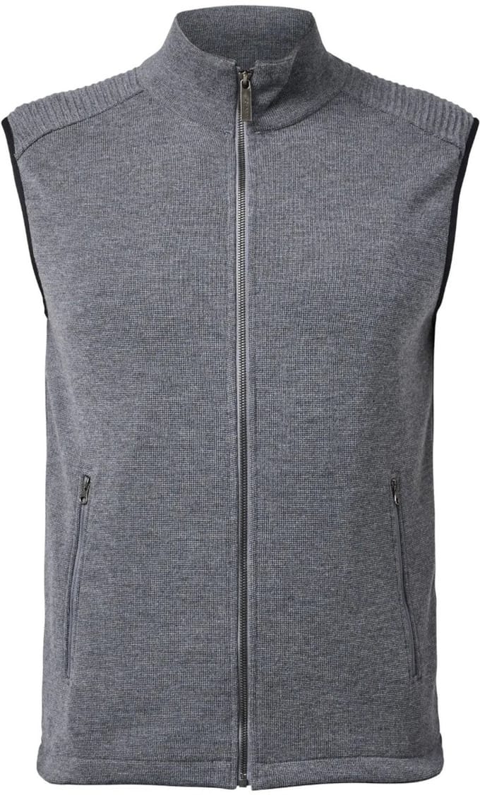 Ivanhoe mouwloos vest Ralf Full Zip Grey voor heren van wol - Grijs