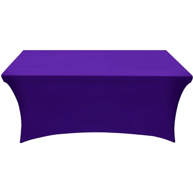 Housse de Table Extensible Spandex Noir/Blanc 4/6FT Lavable Cuisine Nappe Universelle Adaptée pour Événement Banquet Mariage Cocktail 6FT 2pcs violet