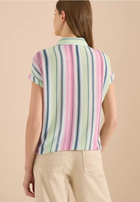 Overhemdblouse met strepen en knopen