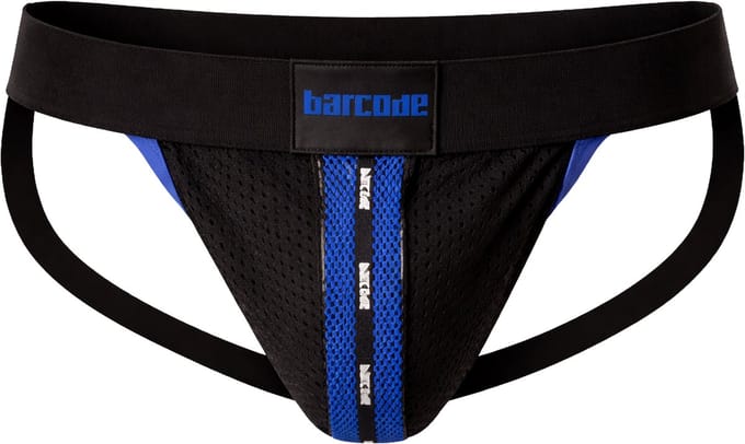 Barcode Berlin Mesh Jock Tel Black-Blue - MAAT S - Heren Ondergoed - Jockstrap voor Man - Mannen Jock
