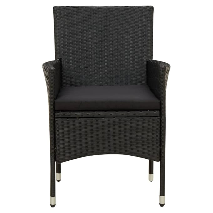 vidaXL - Tuinstoelen - 2 - st - met - kussens - poly - rattan - zwart