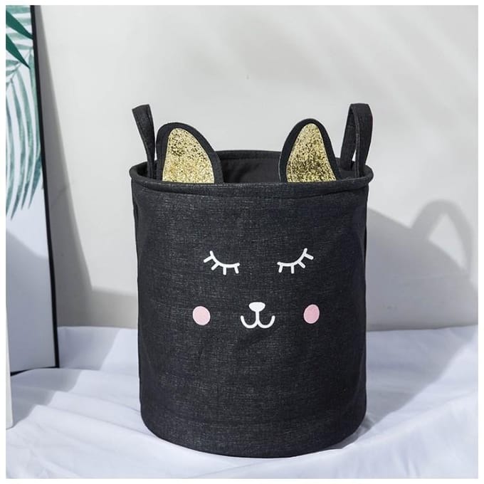 Zwarte Opbergtas Speelgoed & Wasgoed - Zwart Cat