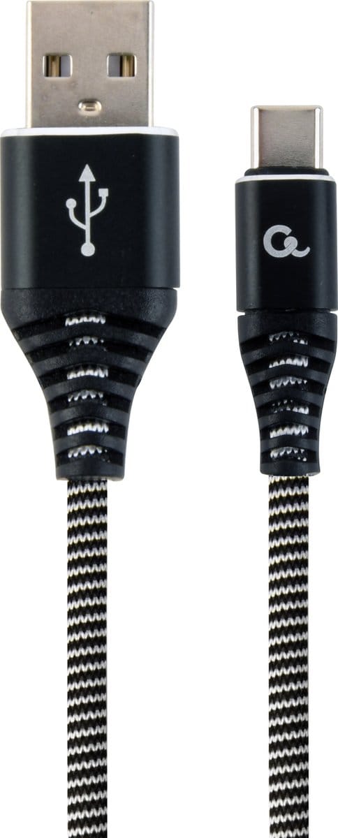 Premium USB-C laad- & datakabel zwart/wit 2 meter