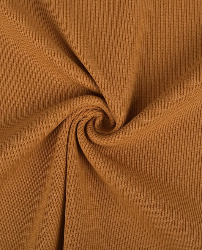 Rib Jersey Camel Bruin – 95% Katoen & 5% Lycra – 140 cm Breed – Stretch Tricot 280 gr/m²