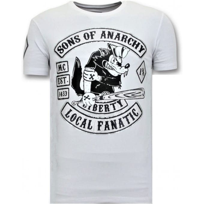 Exclusieve Heren T shirt met Print - Sons of Anarchy MC - Wit