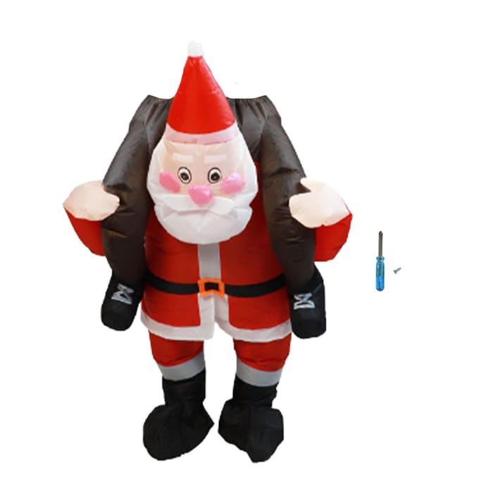 Kerstman Kostuum Grappige Kerstman Rijden Opblaasbare Show Feest Cosplay Rollenspel Requisieten black
