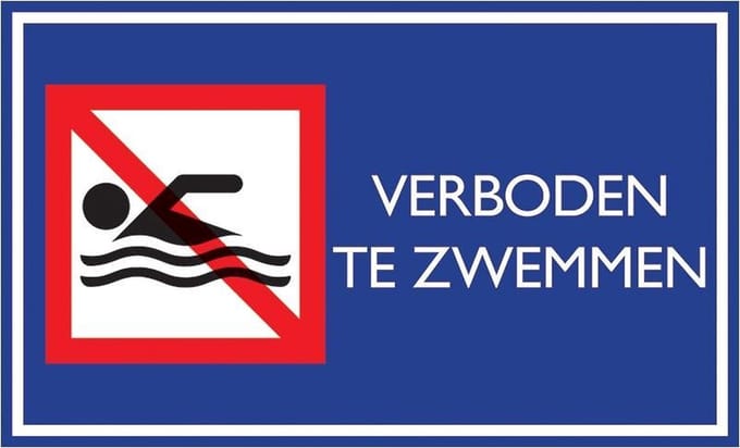 Pickup Nautic verboden te zwemmen - Bord 33x20cm