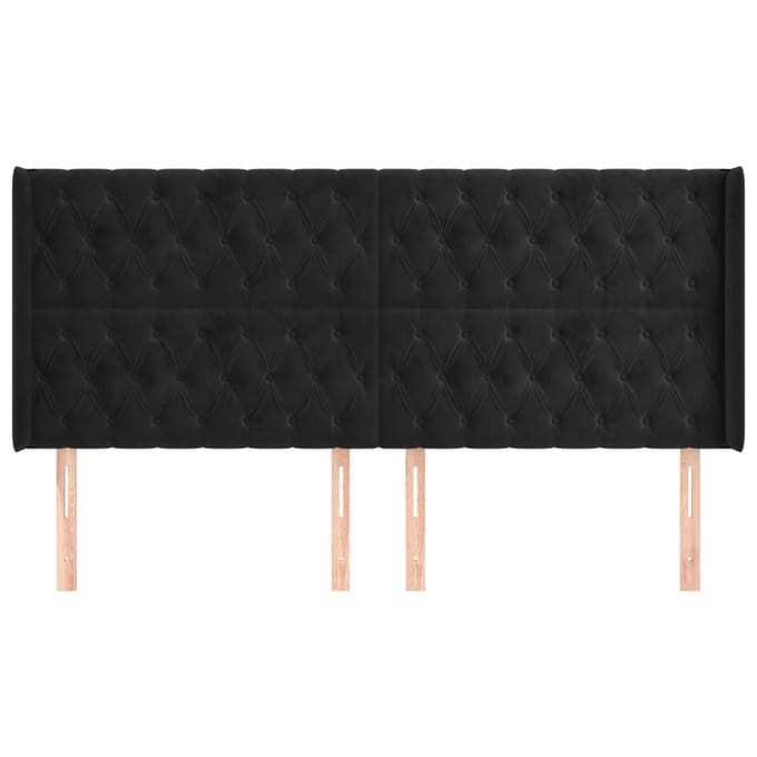 vidaXL - Hoofdbord - met - randen - 183x16x118/128 - cm - fluweel - zwart