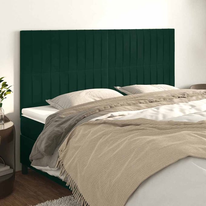 vidaXL - Hoofdbord - donkergroen - 200x5x118/128 - cm - fluweel