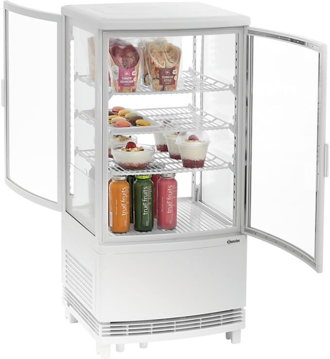 Bartscher Mini-koelvitrine - 75L - Wit - 4 Niveuas - Led - 430x430x913mm