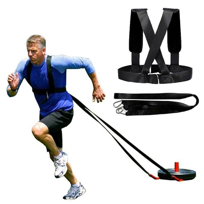 Verstelbare trainingsband Weerstand elastische band Hardloopveiligheid Trainingstouw Slee harnas Band zwart