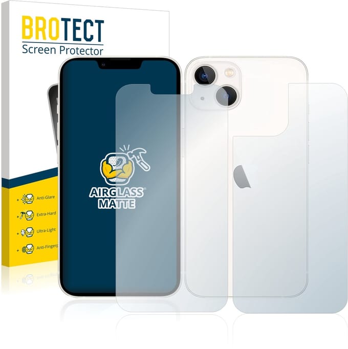 BROTECT - Screenprotector voor Apple iPhone 13 (Voor+Achter) - Folie Beschermfolie Beschermglas matte