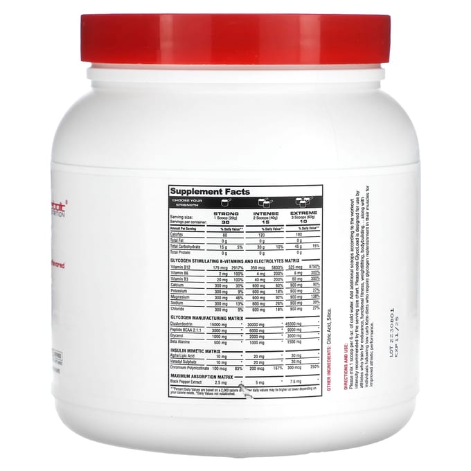 Metabolic Nutrition, GlycoRod, Non aromatisé, 600g