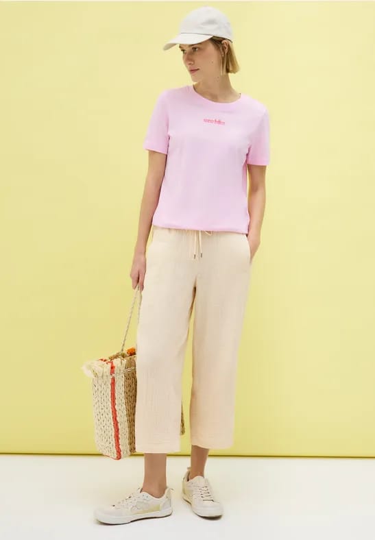 3/4 wide leg mousseline broek