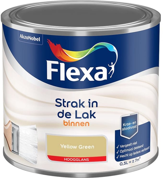 Flexa - Strak In De Lak Binnenlak Hoogglans - Yellow Green - Mengverf - 500 Ml