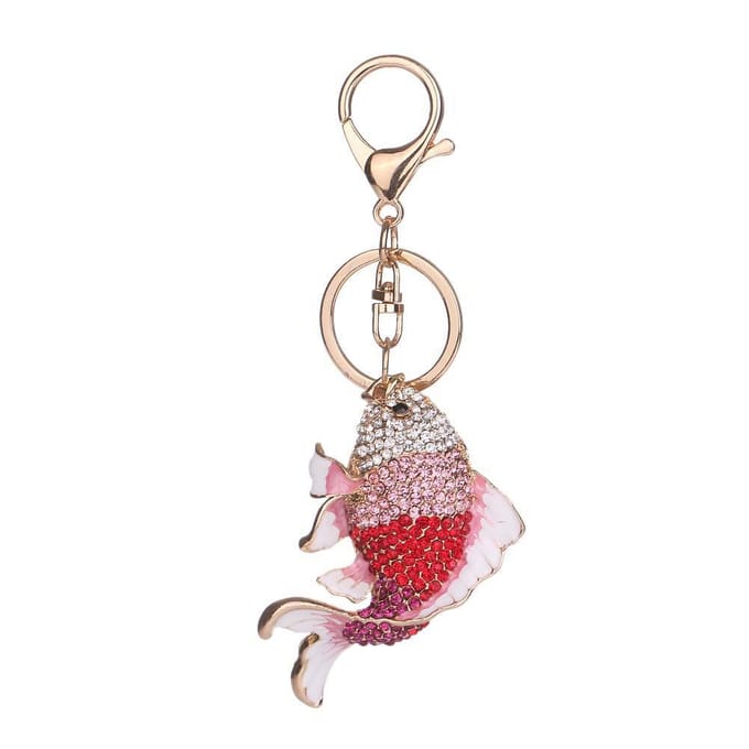 Strass Goudvis Hanger Drukker Haak Kunstig Veer Tas Decoratie Sleutelhanger Sleutelring gray