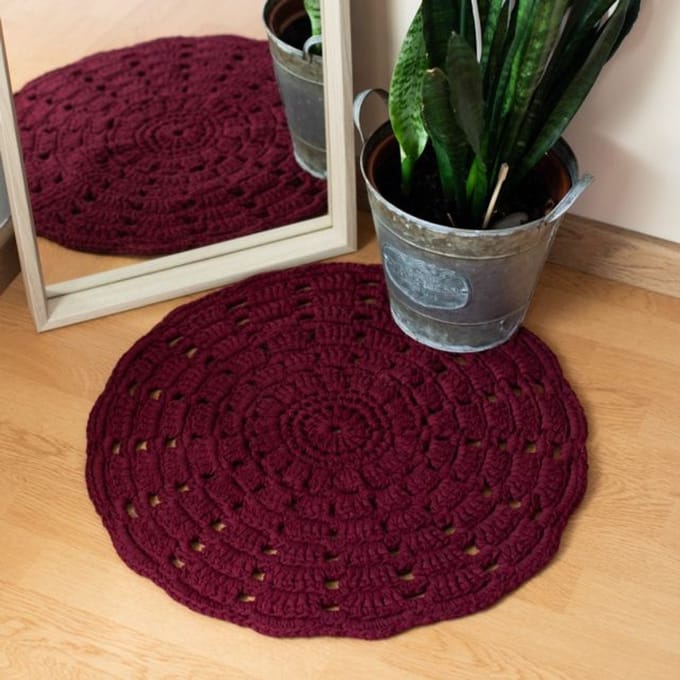 Hoooked - DIY Kit Mandala Rug Maroon Rust