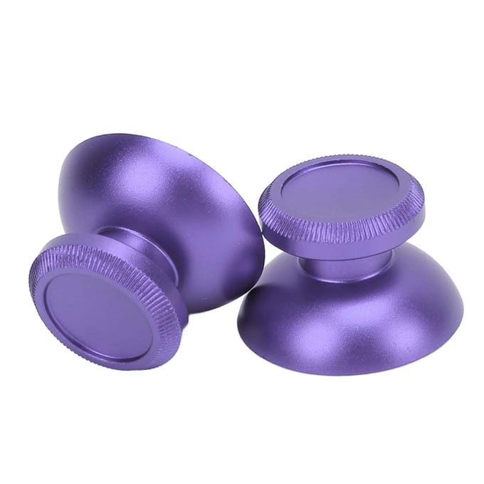 2 PCS Capuchons de joystick en alliage d'aluminium, poignées de joystick de pouce de remplacement, accessoires pour console de jeu violet