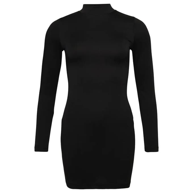 Korte tricot damesjurk met trechtervormige hals Superdry