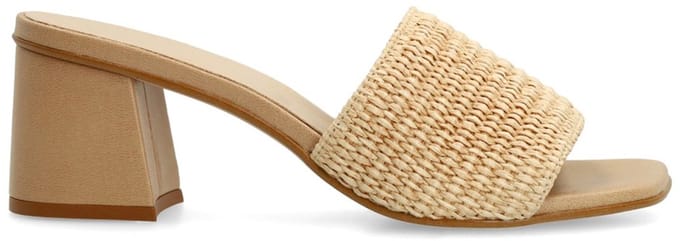 Sacha - Dames - Beige muiltjes met blokhak - Maat 37