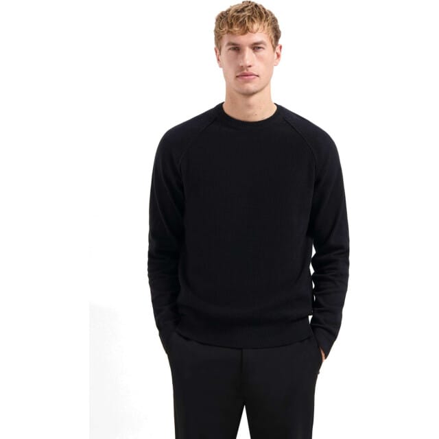 No Excess Pullover Crewneck Solid Waffle Knit Black Maat: XL | Sweaters Outlet | Heren | Zwart