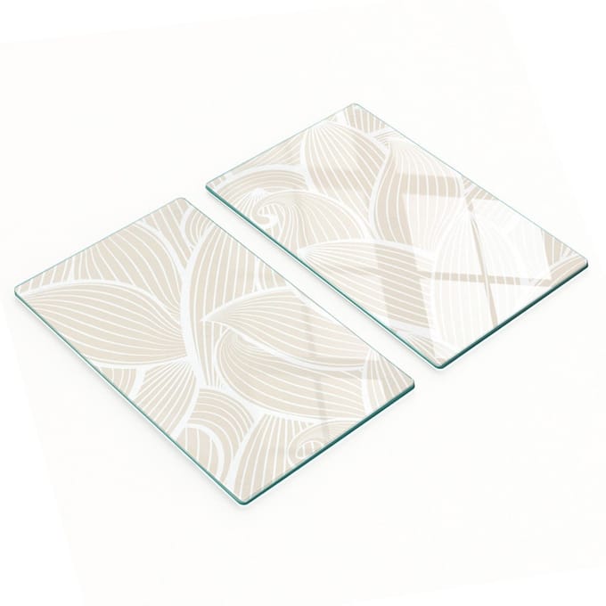 Set van twee decoratieve glazen keukenplanken met bladmotief, 2x30x52 cm